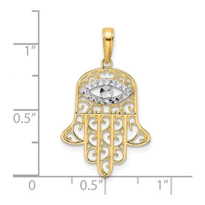 14K Yellow Gold Evil Eye Hamsa Pendant – view 5