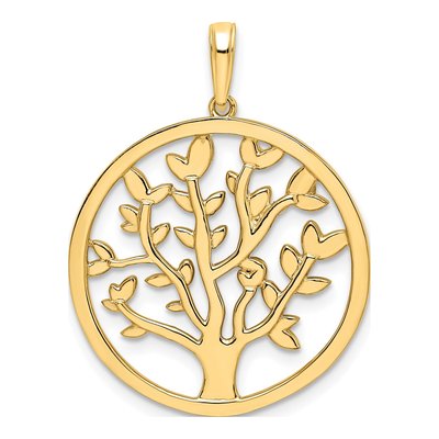 14K Yellow Gold Diamond-Cut Tree of Life Pendant – view 4
