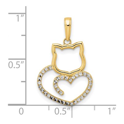 14K Yellow Gold Cat Heart Pendant – view 5