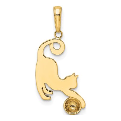 14K Yellow Gold Diamond-Cut Cat Pendant – view 4