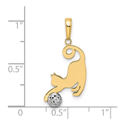 14K Yellow Gold Diamond-Cut Cat Pendant – view 5