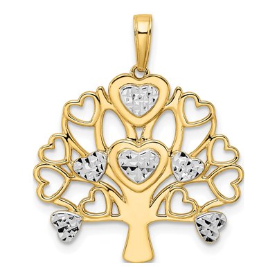 14K Yellow Gold Diamond-Cut Tree of Life Pendant