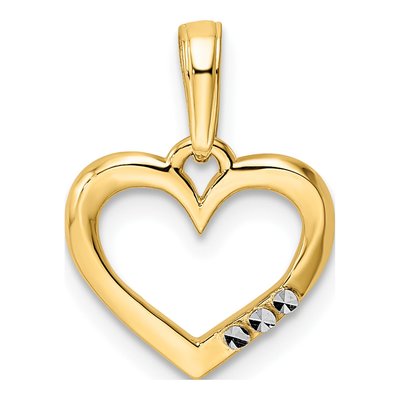 14K Yellow Gold Diamond-Cut Heart Pendant