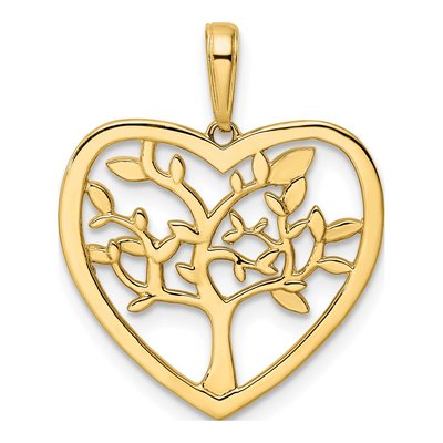 14K Yellow Gold Tree of Life Heart Pendant – view 4