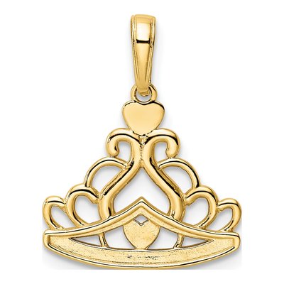 14K Yellow Gold Diamond-Cut Crown Pendant – view 4