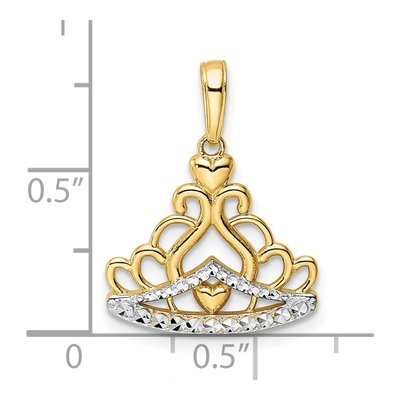 14K Yellow Gold Diamond-Cut Crown Pendant – view 5