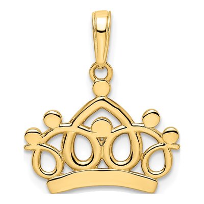 14K Yellow Gold Diamond-Cut Crown Pendant – view 4
