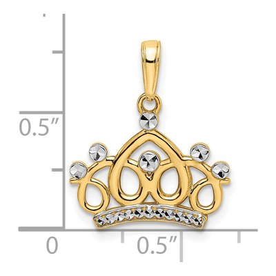 14K Yellow Gold Diamond-Cut Crown Pendant – view 5