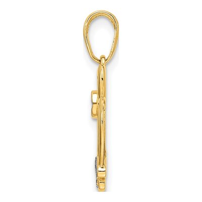 14K Yellow Gold Diamond-Cut Crown Pendant – view 3