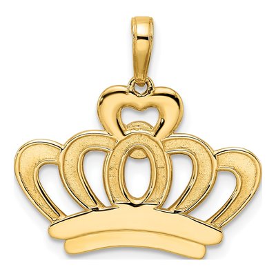 14K Yellow Gold Diamond-Cut Crown Pendant – view 4