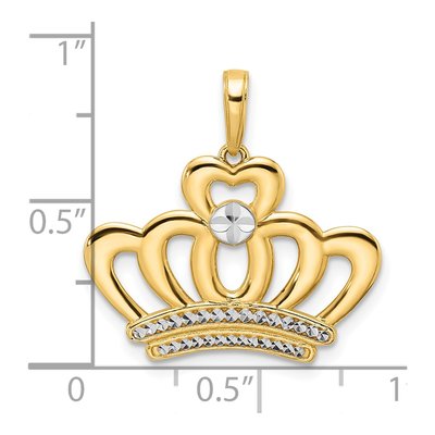 14K Yellow Gold Diamond-Cut Crown Pendant – view 5