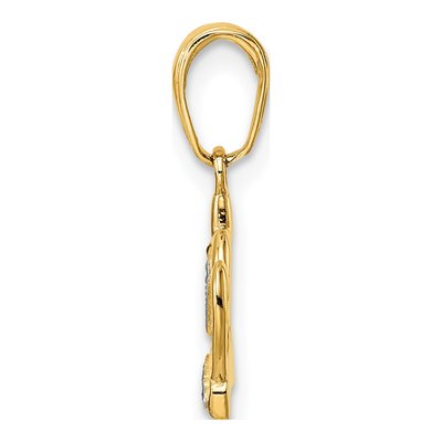 14K Yellow Gold Diamond-Cut Heart Crown Pendant – view 3