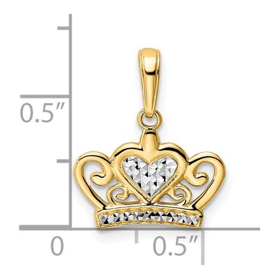 14K Yellow Gold Diamond-Cut Heart Crown Pendant – view 5