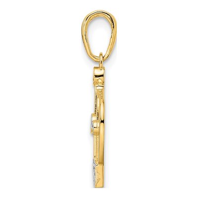 14K Yellow Gold Diamond-Cut Crown Pendant – view 3