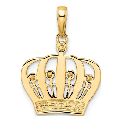 14K Yellow Gold Diamond-Cut Crown Pendant – view 4