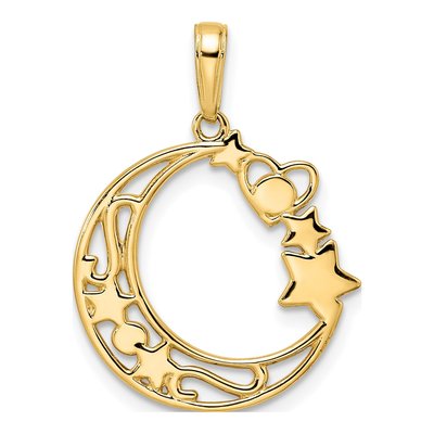 14K Yellow Gold Heart Star Moon Pendant – view 4