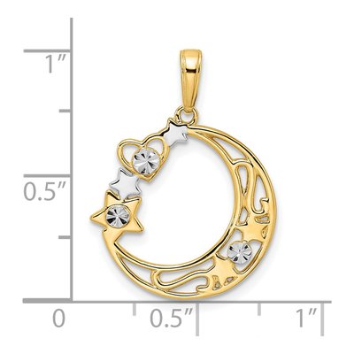 14K Yellow Gold Heart Star Moon Pendant – view 5