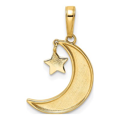14K Yellow Gold Moon Star Pendant – view 4