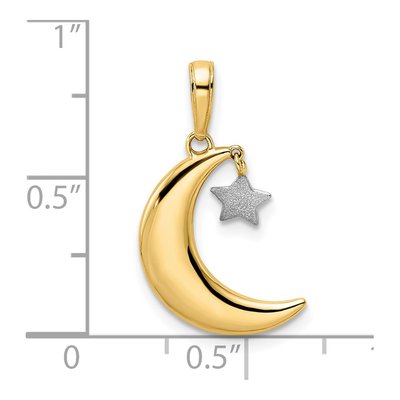 14K Yellow Gold Moon Star Pendant – view 5