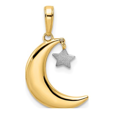 14K Yellow Gold Moon Star Pendant