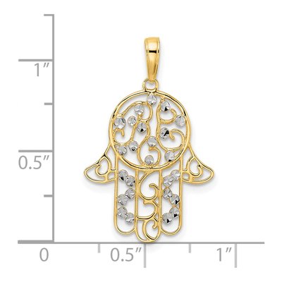 14K Yellow Gold Diamond-Cut Hamsa Pendant – view 5