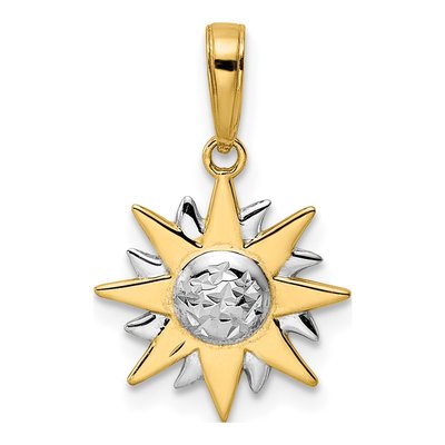 14K Yellow Gold Diamond-Cut Sun Pendant