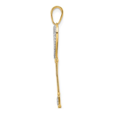 14K Yellow Gold Diamond-Cut Heart Key Pendant – view 3