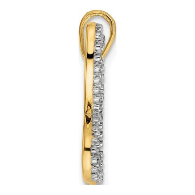 14K Yellow Gold Rhodium-Accent Diamond-Cut Butterfly Pendant – view 3