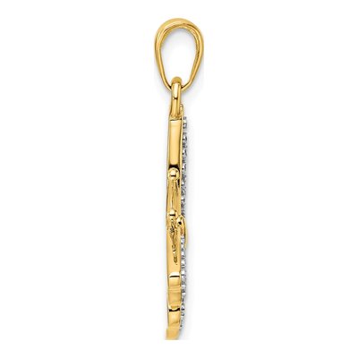 14K Yellow Gold Diamond-Cut Butterfly Pendant – view 3