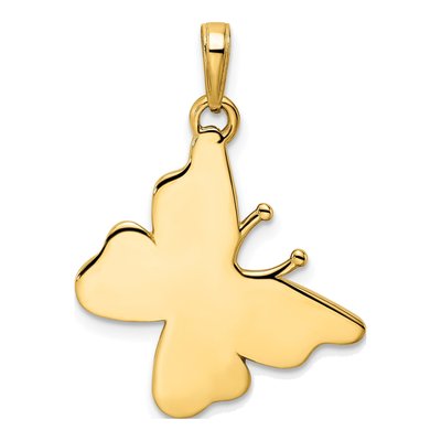 14K Yellow Gold Diamond-Cut Butterfly Pendant – view 4