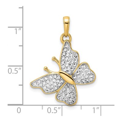 14K Yellow Gold Diamond-Cut Butterfly Pendant – view 5