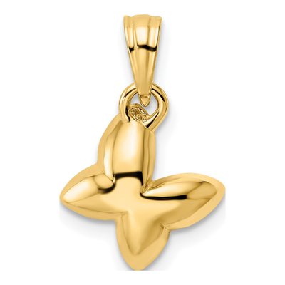 14K Yellow Gold Diamond-Cut Butterfly Pendant – view 4
