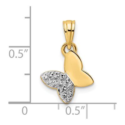14K Yellow Gold Diamond-Cut Butterfly Pendant – view 5