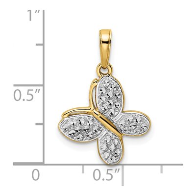 14K Yellow Gold Diamond-Cut Butterfly Pendant – view 5