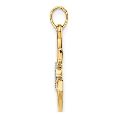 14K Yellow Gold Anchor Ship's Wheel Pendant – view 3