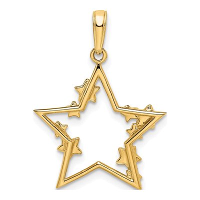 14K Yellow Gold Diamond-Cut Stars Pendant – view 4