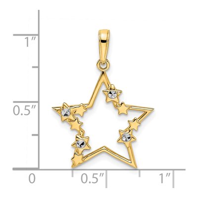 14K Yellow Gold Diamond-Cut Stars Pendant – view 5