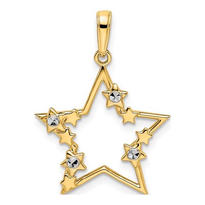 14K Yellow Gold Diamond-Cut Stars Pendant