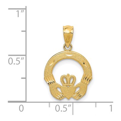 14K Yellow Gold Claddagh Pendant – view 4