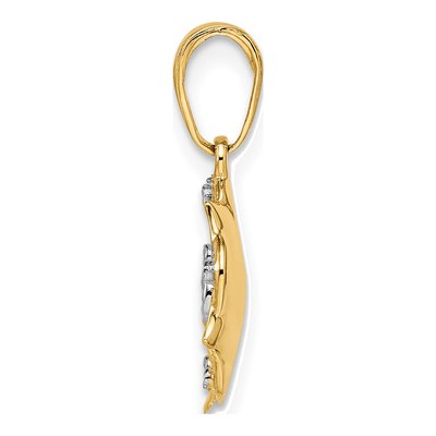 14K Yellow Gold Diamond-Cut Flower Pendant – view 3