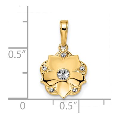 14K Yellow Gold Diamond-Cut Flower Pendant – view 5