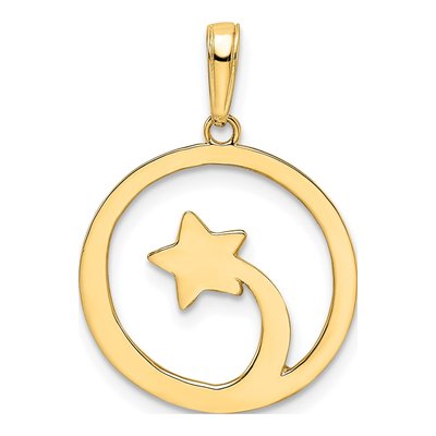 14K Yellow Gold Diamond-Cut Shooting Star Pendant – view 4