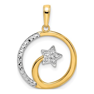 14K Yellow Gold Diamond-Cut Shooting Star Pendant