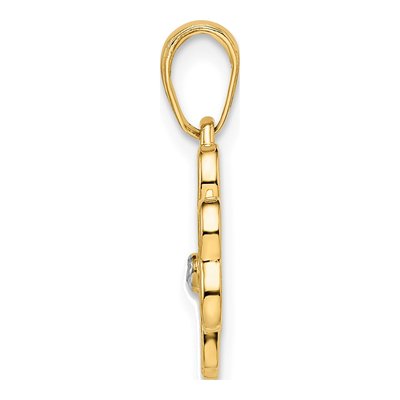 14K Yellow Gold Diamond-Cut Clover Pendant – view 3