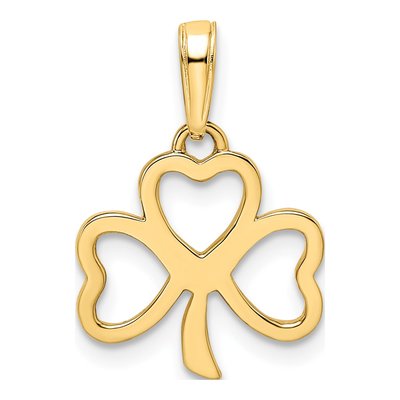 14K Yellow Gold Diamond-Cut Clover Pendant – view 4
