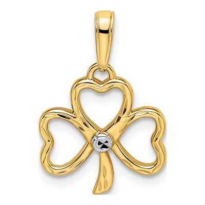 14K Yellow Gold Diamond-Cut Clover Pendant