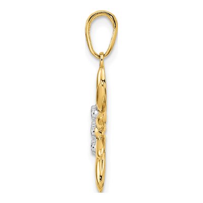 14K Yellow Gold Diamond-Cut Flower Pendant – view 3