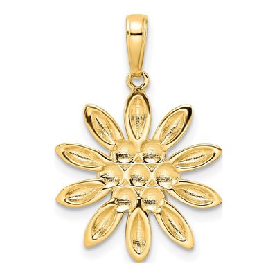14K Yellow Gold Diamond-Cut Flower Pendant – view 4