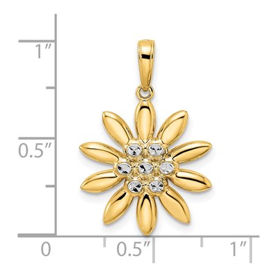 14K Yellow Gold Diamond-Cut Flower Pendant – view 5