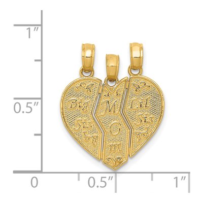 14K Gold Big Sis-Mom-Lil Sis 3-Piece Charm Set – view 5